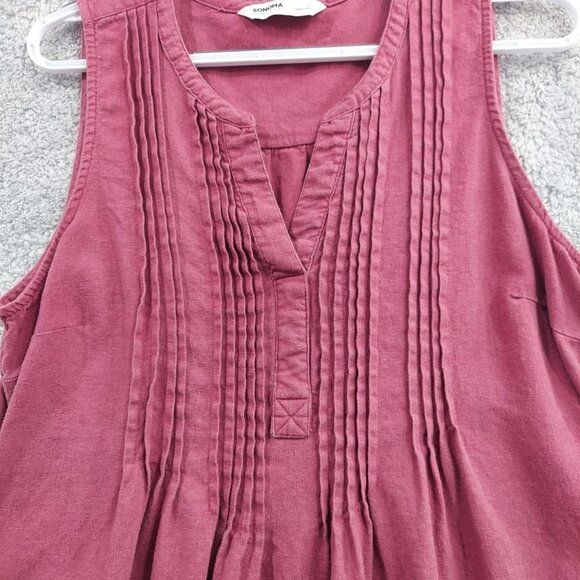 Sonoma Dress Women's Large Pink Magenta Shift Knee Length V-Neck Linen Blend - Picture 4 of 9